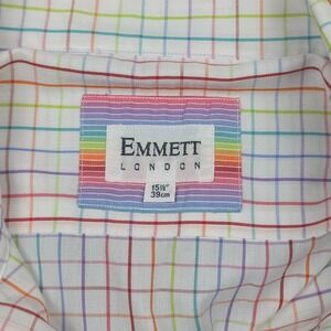 Emmett London Dress Shirt Men's 15.5 / 39CM Multi Color Striped Rainbow *Marks